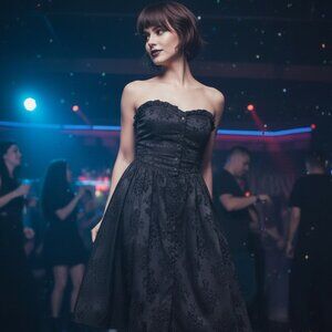 Vintage Gothic Black Button Front Dress Festival Goth Romantic Size 2